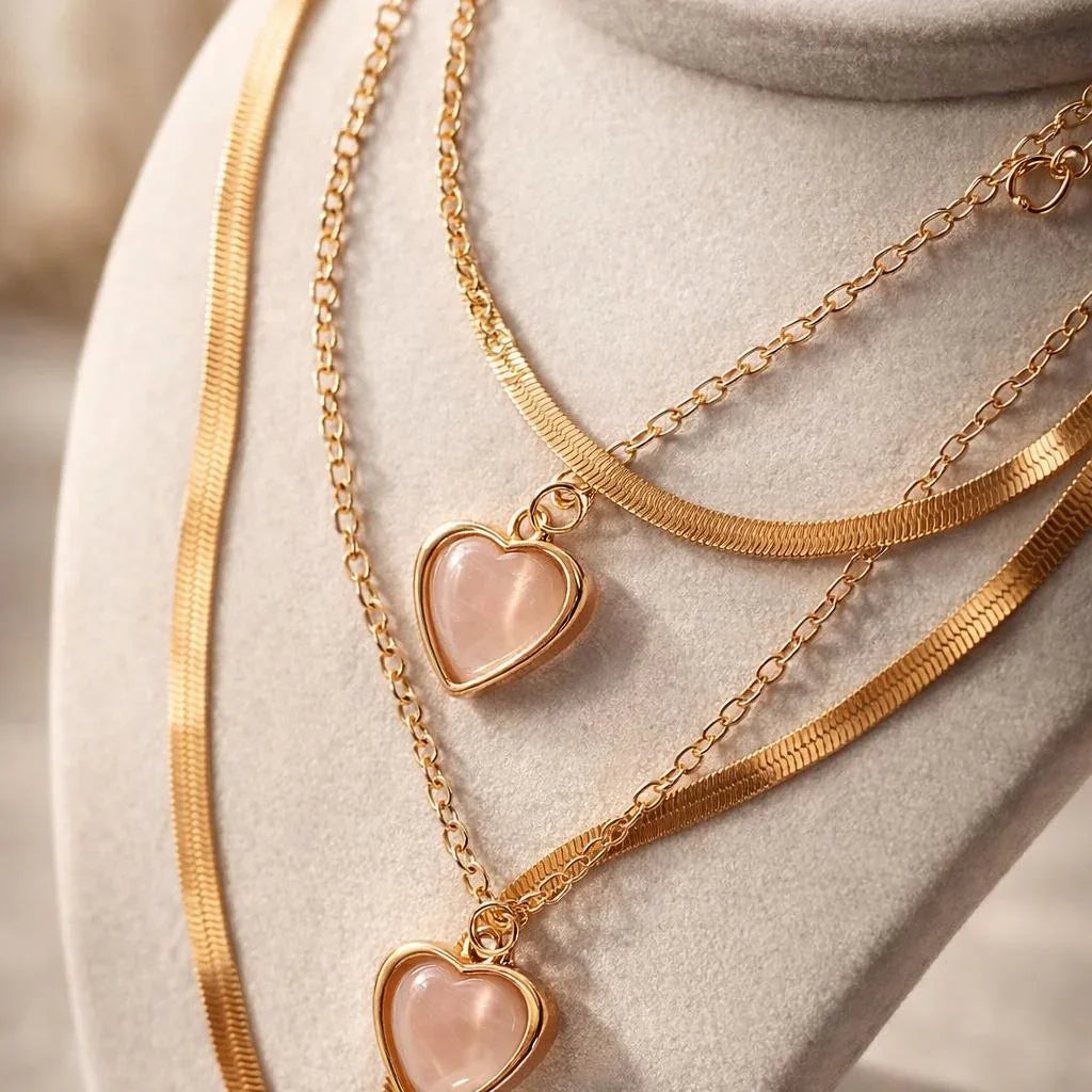 Blushing Cat-Eye Layered Heart Set