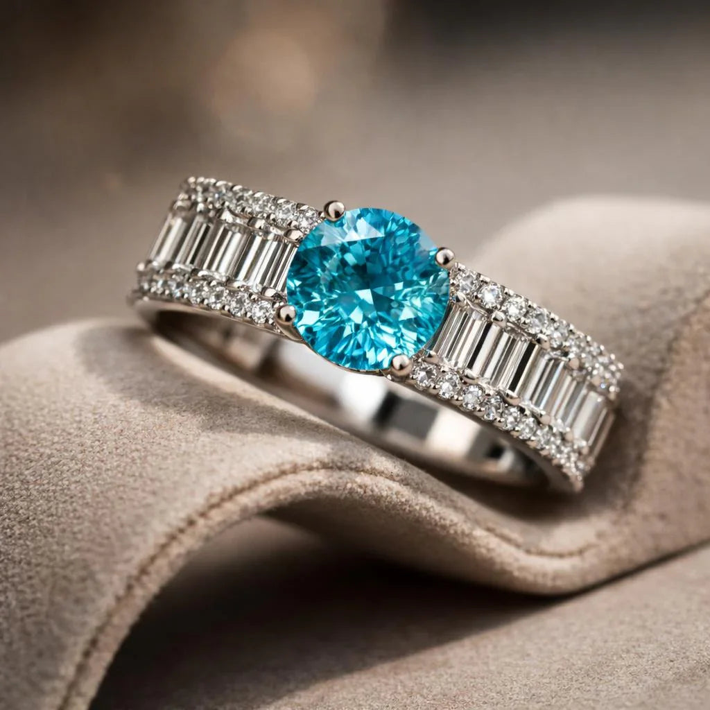 Eternal Azure Royal Halo Solitaire Ring