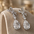 Glittering Bow Pear Dangles Earrings
