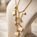 Multi-Tiered Gold Clover Dangle Necklace