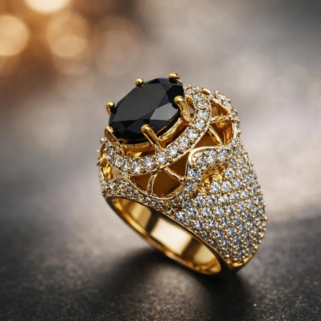 The Onyx Sovereign Halo Ring