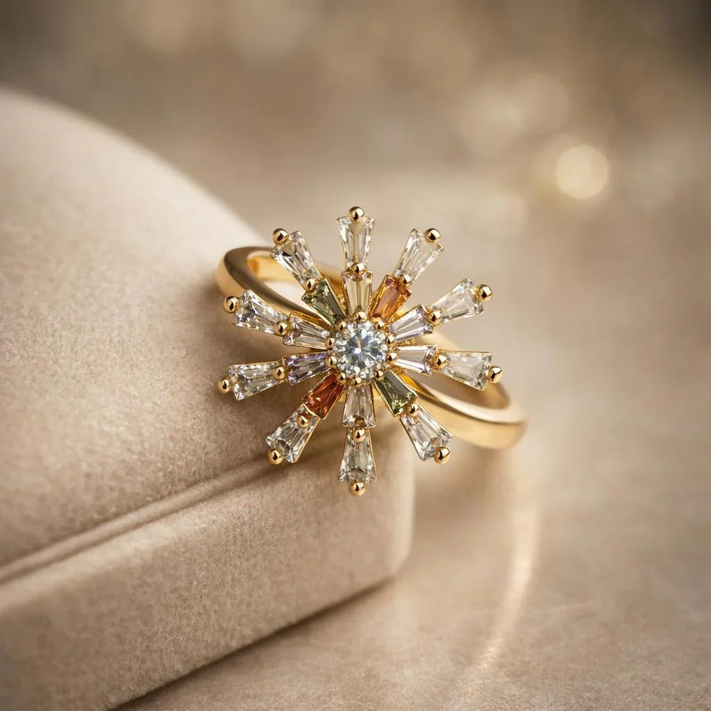 The Rainbow Starburst Cocktail Ring
