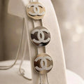Triple Monogram Glitter Medallion Slide Necklace